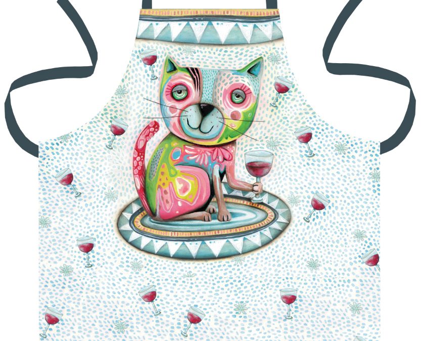 Cat With Wine Apron