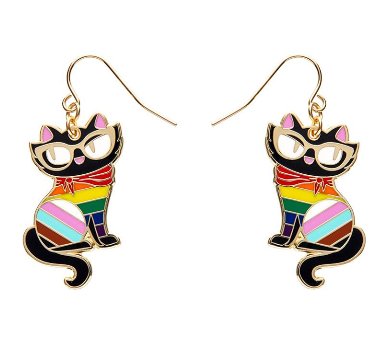 Elissa The Rainbow Cat Enamel Drop Earrings