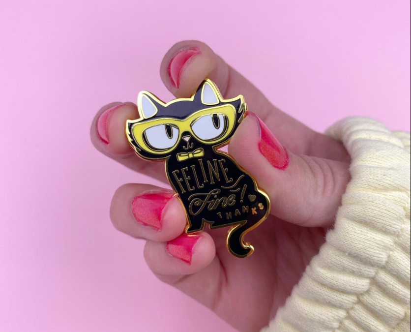 Liz Harry Feline Fine Black Enamel Pin