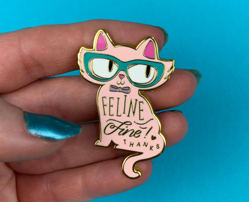 Liz Harry Feline Fine Pink Enamel Pin