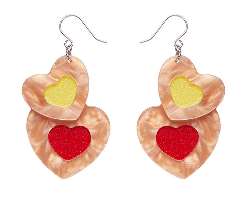 Lolly Heart Cookies Drop Earrings