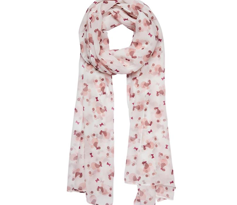 Madame Caniche White Large Neck Scarf