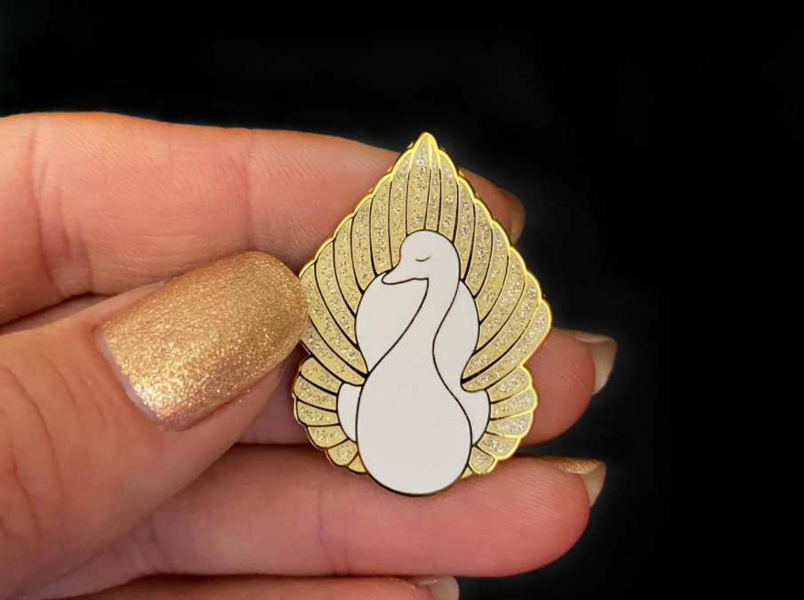 On White Wings Enamel Pin