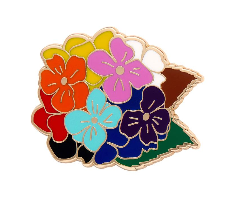 Rainbow Heartfelt Hydrangea Enamel Pin