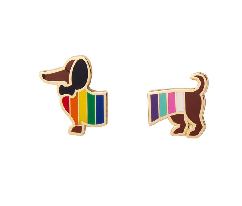 Spiffy The Supportive Dog Enamel Earrings