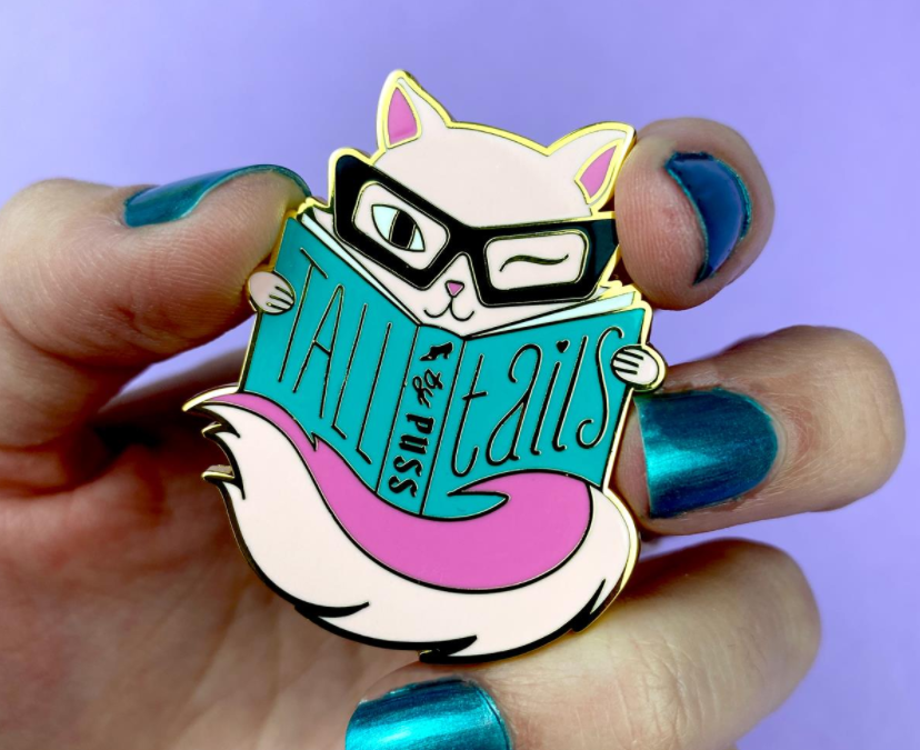 Liz Harry Tall Tails White Enamel Pin