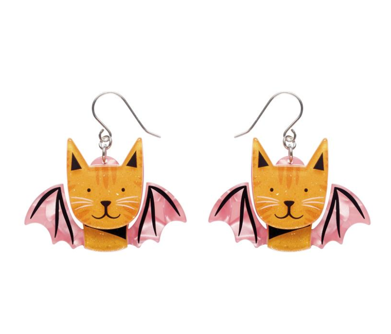 Winged Kitty Drop Earrings