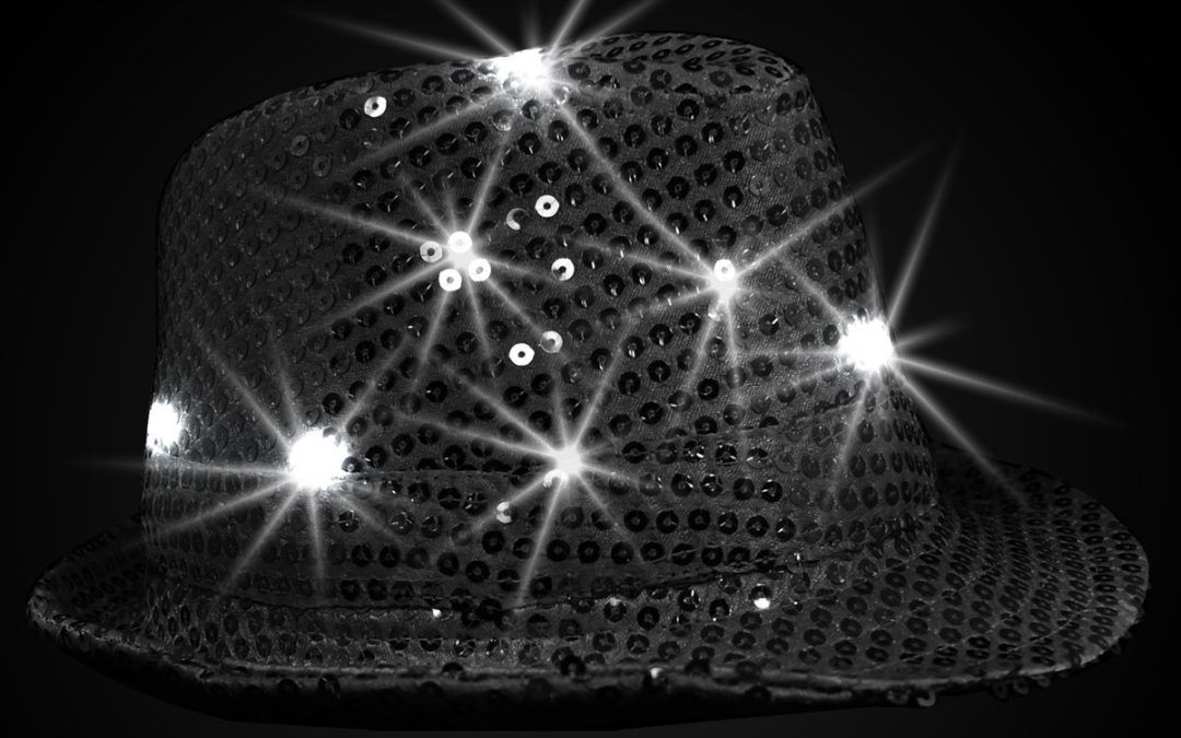 A Black LED Sequined Fedora Hat