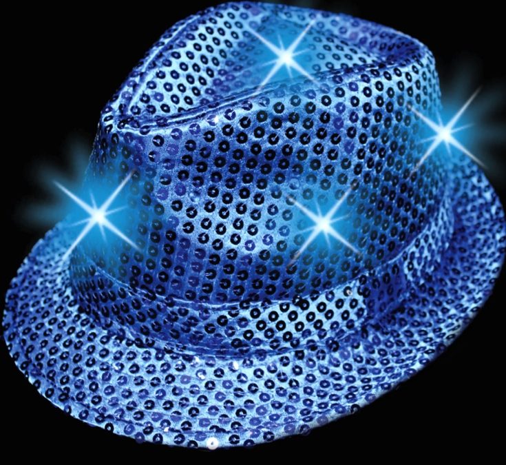 A Blue LED Sequined Fedora Hat