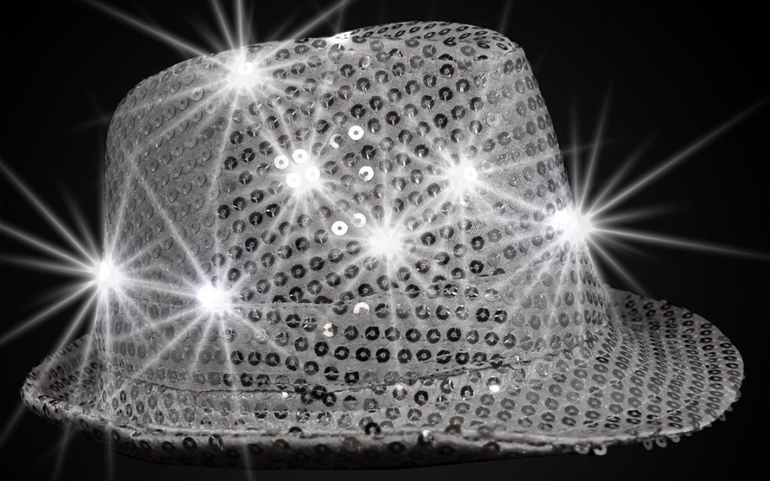 A Silver LED Sequined Fedora Hat