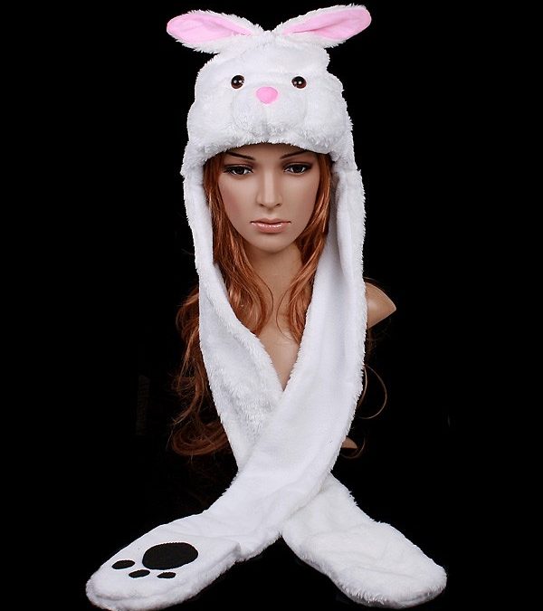 Cute White Rabbit Hat & Gloves