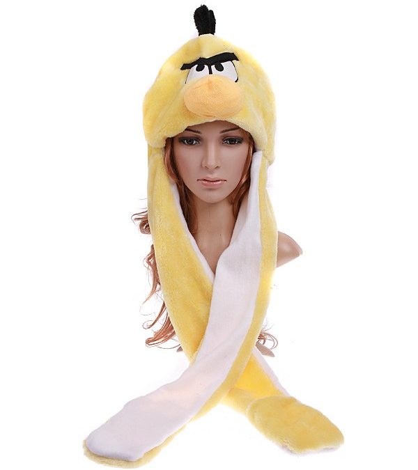 Cute Yellow Angry Bird Hat with Gloves