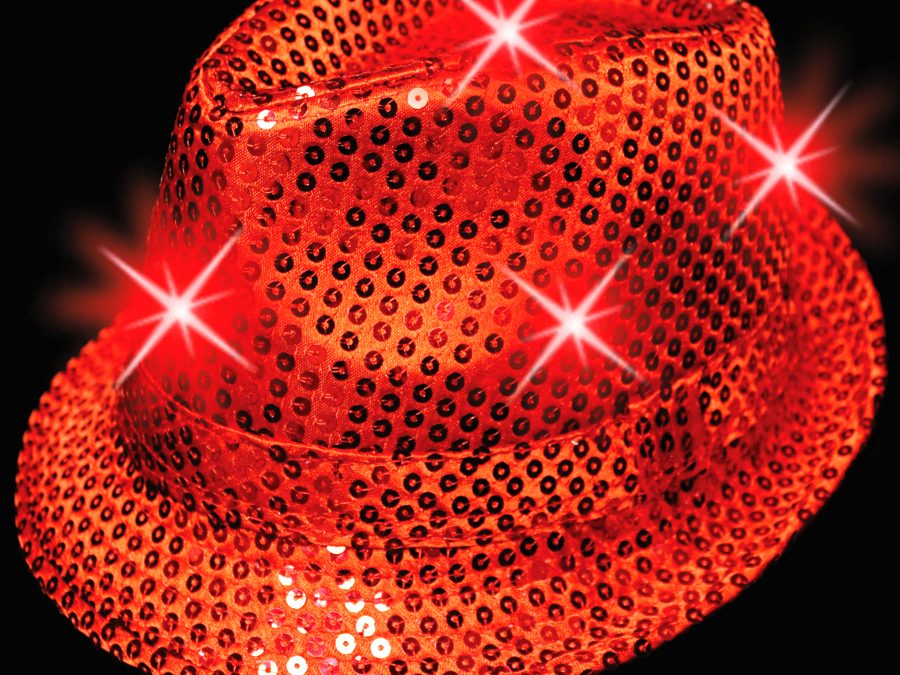 A Red LED Sequined Fedora Hat