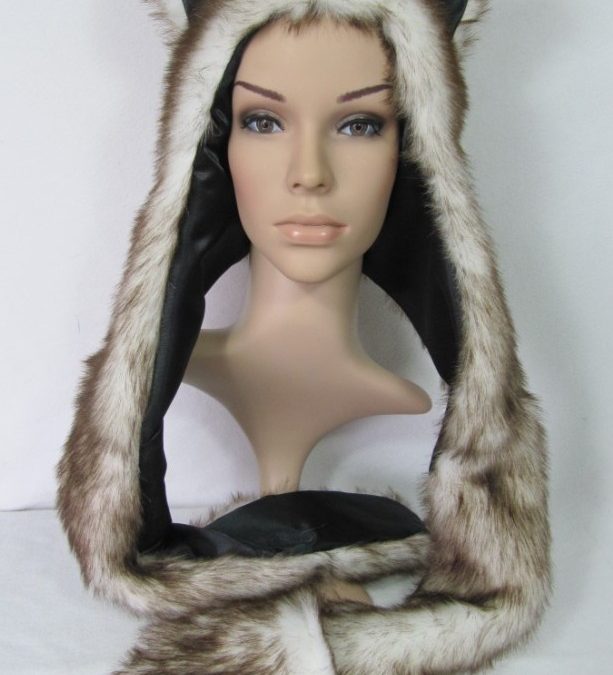 Super Plush Silver Fox Hat with mittens