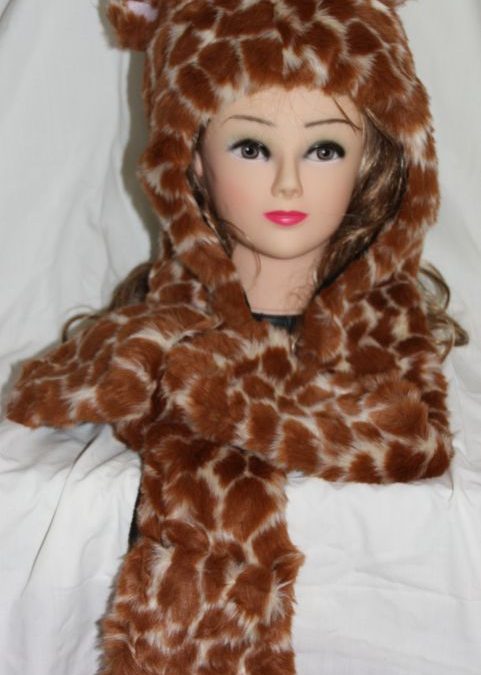 Super Plush Giraffe hat  with mittens