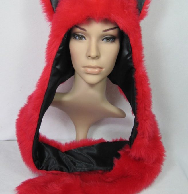 Super Plush Red Fox Hat with mittens